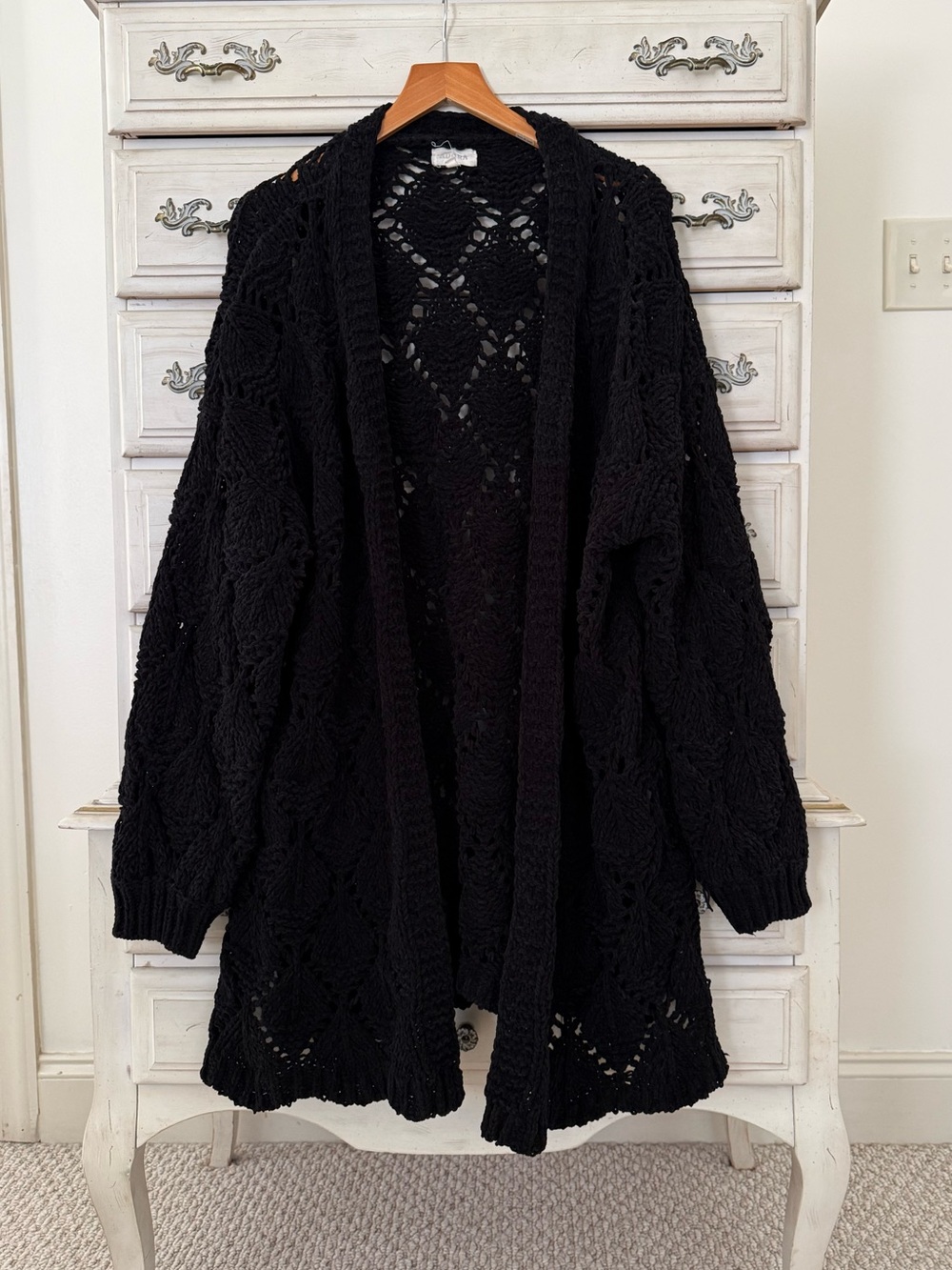 Oversized Black Chenille Cardigan